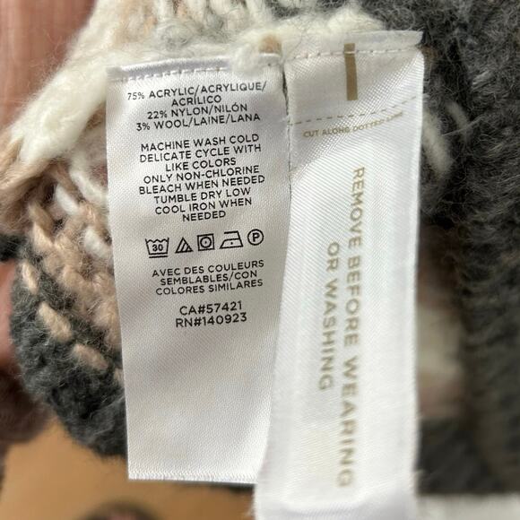 Loft Women Wool Chunky Knit Striped Sweater Pullover Cottage Boho Winter Large - Picture 6 of 6